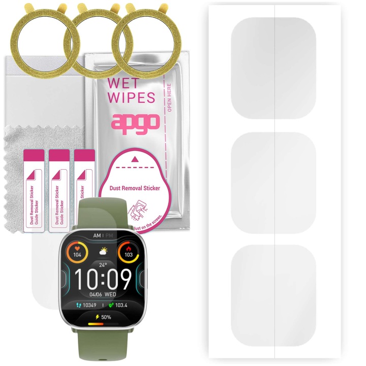 3 db-os védőfólia készlet myPhone Watch Pastel készülékhez - apgo, biztonsági fólia, hidrogel, fényes, karcálló, professzionális képernyővédelem
