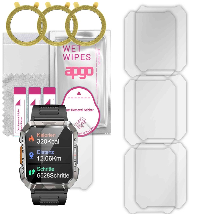 6 darabos védőfólia készlet Baolubao Smartwatch W60 órához - apgo, biztonsági fólia, hidrogel, fényes, karcálló, professzionális képernyővédelem