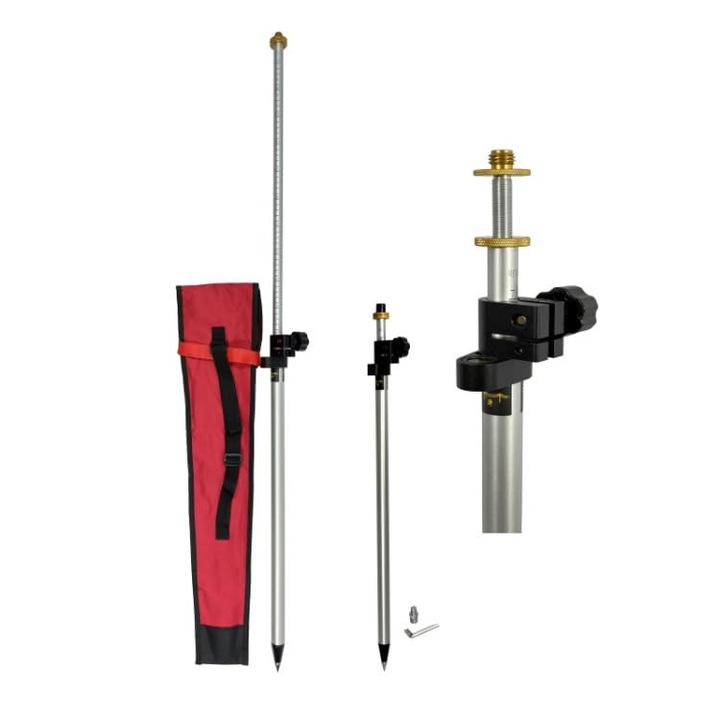 Mini prajina cu prisma Georadian, aluminiu, reglabila 75-125 cm, adaptor 5/8", nivel cu bula, geanta inclusa