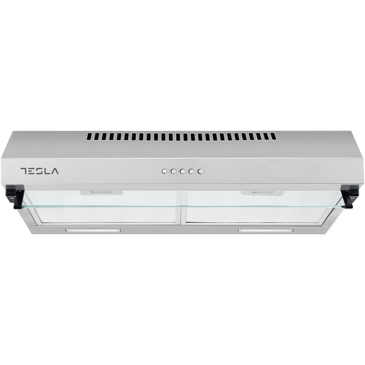 Традиционен абсорбатор Tesla DB601AX, 2 мотора, Всмукателна мощност 350 м3/ч, 3 скорости, 2x2W LED, 60 см, Inox