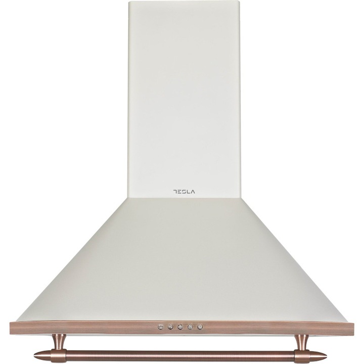 Hota decorativa retro Tesla DC600AIP, 1 motor 190W, Putere de absorbtie 630 m3/h, 3 viteze, Led 2x2W, 60 cm, Crem rustic