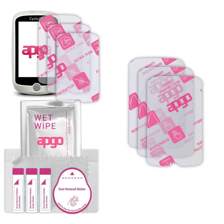 3x apgo Ultra-Clear Hybrid sticla protectoare compatibila cu Mio Cyclo 215 HC, sticla nano flexibila, inlocuire excelenta pentru sticla temperata, rezistenta la zgarieturi