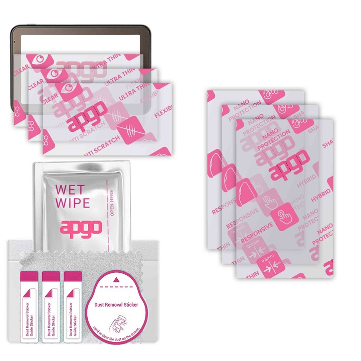 3x apgo Ultra-Clear Hybrid sticla protectoare compatibila cu Mio Spirit 7100 LM, sticla nano flexibila, inlocuire excelenta pentru sticla temperata, rezistenta la zgarieturi