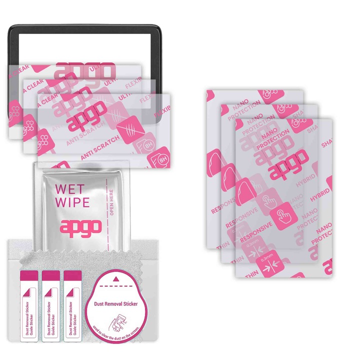 3x apgo Ultra-Clear Hybrid sticla protectoare compatibila cu Mio Pilot 15 EU, sticla nano flexibila, inlocuire excelenta pentru sticla temperata, rezistenta la zgarieturi