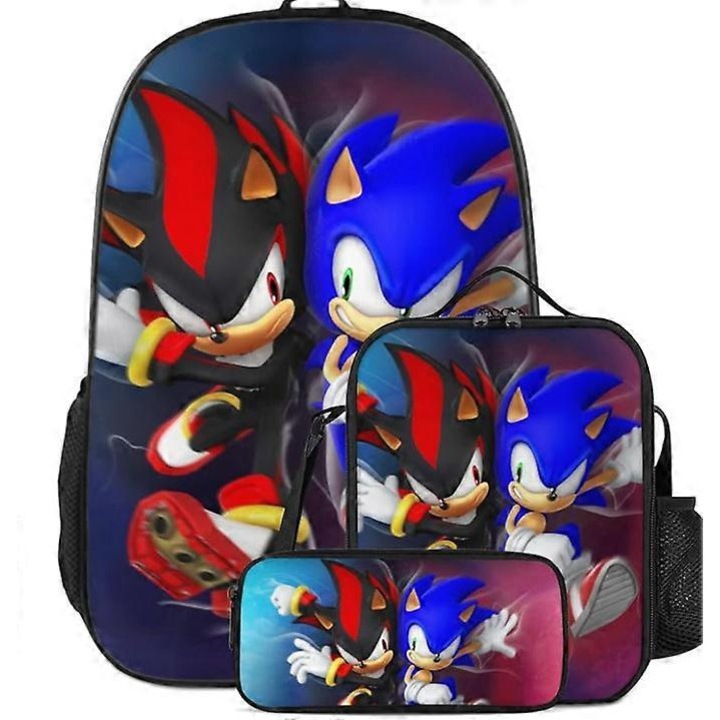 Rucsac Benobby Kids Sonic, geanta de scoala elementara Sonic, geanta de pranz, geanta pentru creioane, set de trei piese, 30-nmaov