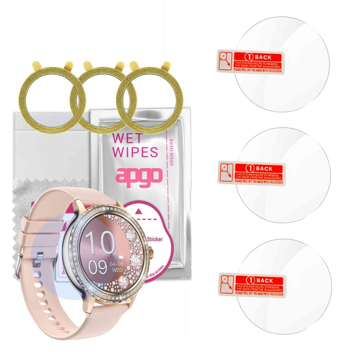 3x Folie de protectie din sticla securizata 9H pentru smartwatch Evolve-x EvoWatch9