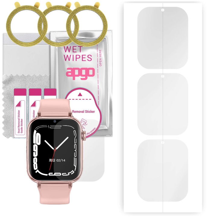 Set de 3 folii de protectie pentru ceas LikeSmart KinderCare 38 – apgo, folie securizata, hidrogel, lucioasa, anti-zgarieturi, protectie profesionala ecran