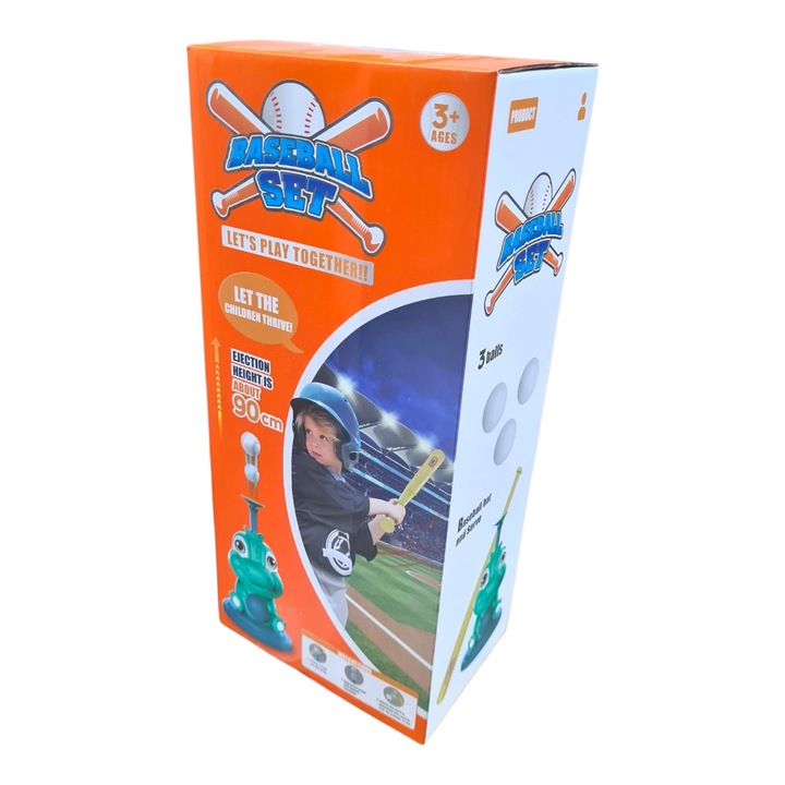 Комплект играчки от 5 части, бейзболна топка за деца, преса с динозаври, 14 см x 23 см, светлосин