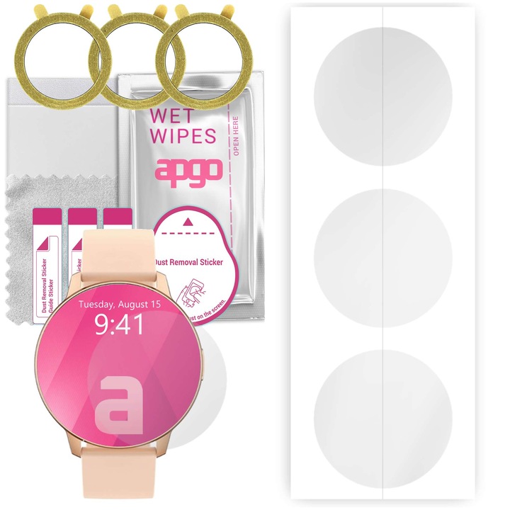 Set de 3 folii de protectie pentru ceas Emavo SMW 1.43 – apgo, folie securizata, hidrogel, lucioasa, anti-zgarieturi, protectie profesionala ecran