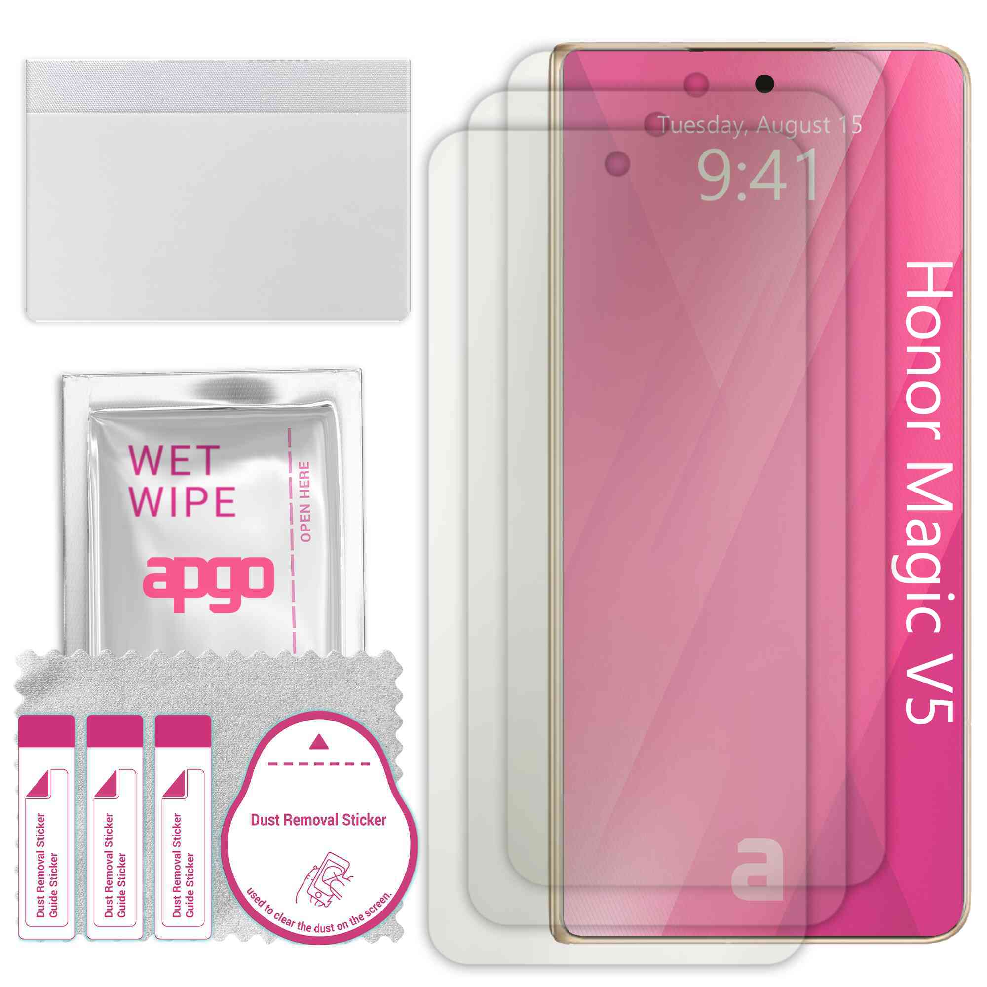 3x folie de protectie MAT MATTE apgo pentru Honor Magic V5 – autoadeziva, afisare completa, hidrogel, anti-zgarieturi, full glue, 5D