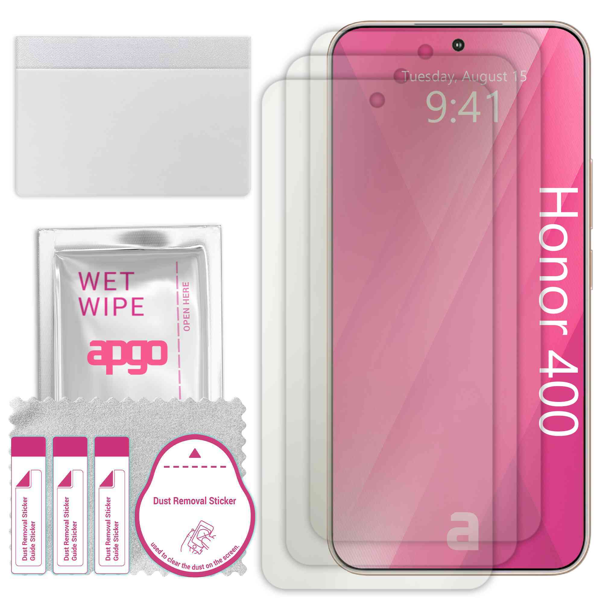 3x folie de protectie MAT MATTE apgo pentru Honor 400 – autoadeziva, afisare completa, hidrogel, anti-zgarieturi, full glue, 5D