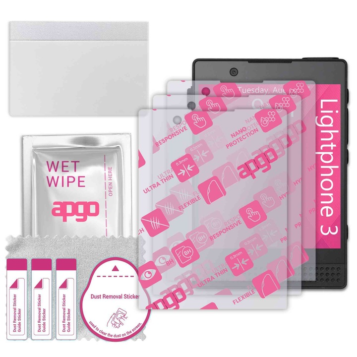 3x apgo Ultra-Clear Hybrid sticla protectoare compatibila cu Lightphone 3, sticla nano flexibila, inlocuire excelenta pentru sticla temperata, rezistenta la zgarieturi