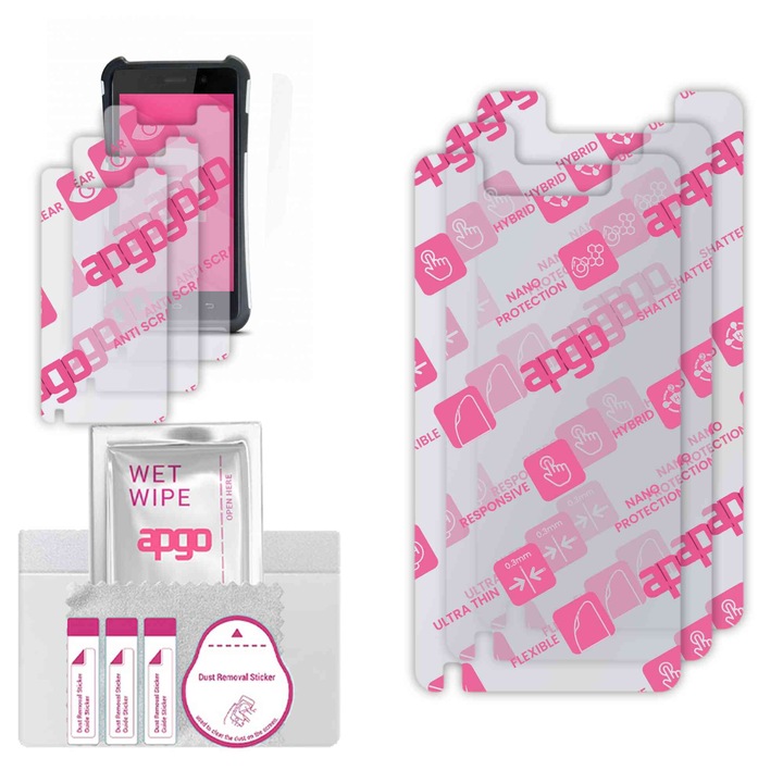 3x apgo Ultra-Clear Hybrid sticla protectoare compatibila cu Newland Symphone N7000, sticla nano flexibila, inlocuire excelenta pentru sticla temperata, rezistenta la zgarieturi