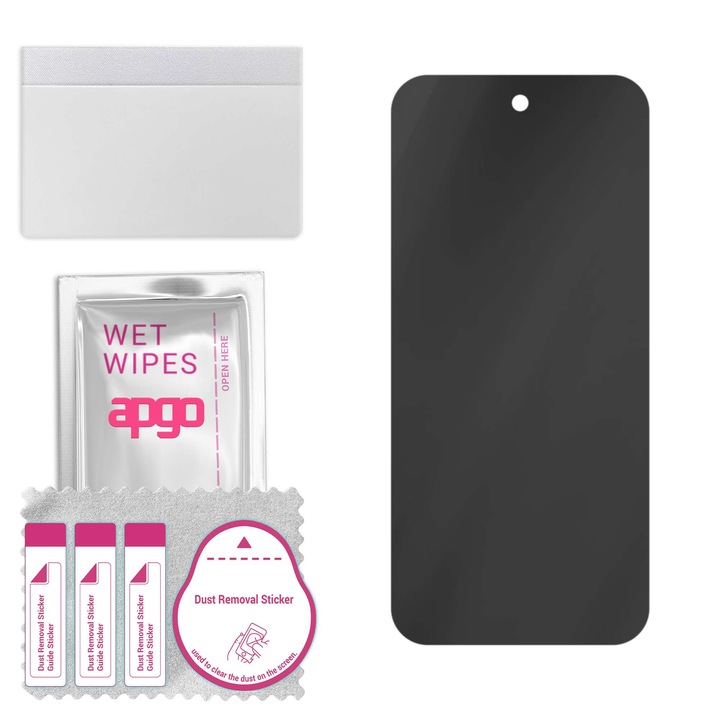 Sticla de protectie PRIVACY apgo pentru Google Pixel 9a – sticla hibrid, full glue, flexible glass