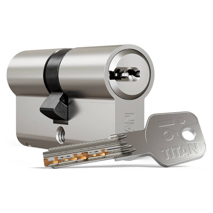 Cilindru butuc usa de siguranta, DOM Titan i6, 45/65 mm, Protectie anti-bumping, anti-gaurire si anti-picking, functie antipanica, card de siguranta