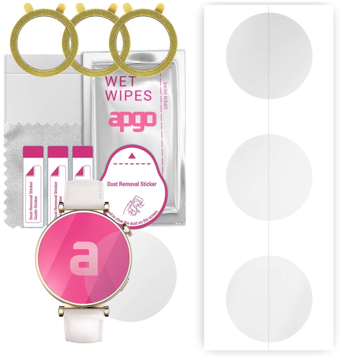 Set de 3 folii de protectie pentru ceas Riversong Glow – apgo, folie securizata, hidrogel, lucioasa, anti-zgarieturi, protectie profesionala ecran