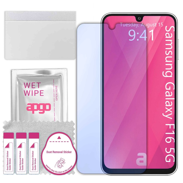 apgo защитно стъкло за Samsung Galaxy F16 5G - хибридно стъкло, протектор за екран, гланцово, професионално гъвкаво хибридно стъкло, 9H, пълно лепило