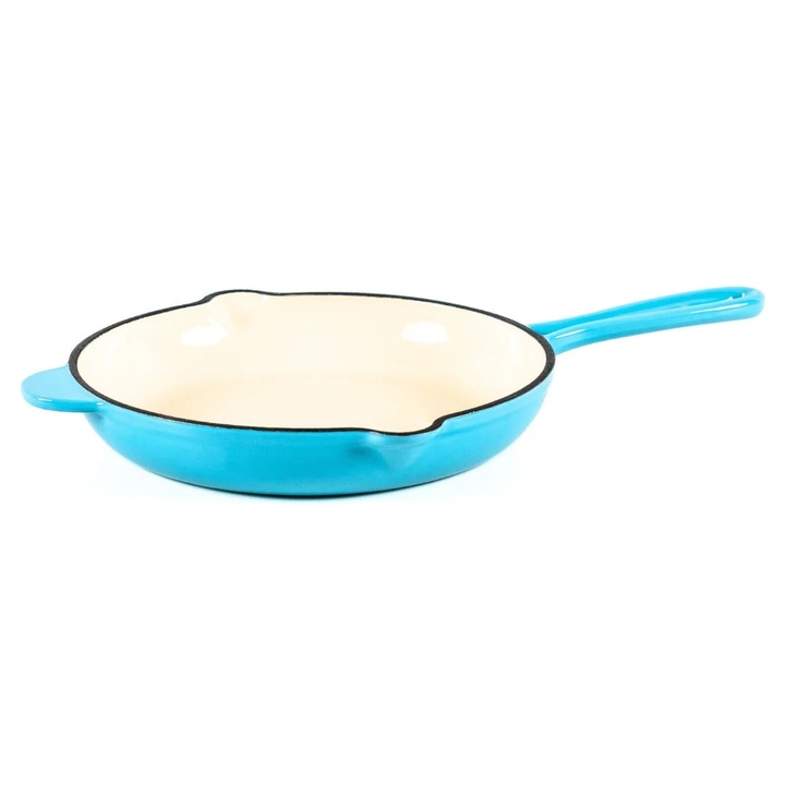 Tigaie din fonta emailata, Lätt Home, 22 cm, compatibil inductie, albastru Azur