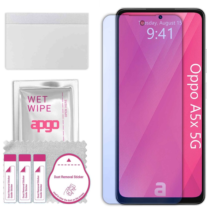 Sticla de protectie apgo pentru Oppo A5 5G – sticla hibrida, securizata pentru display, lucioasa, pro flexible Hybrid Glass, 9H, full glue
