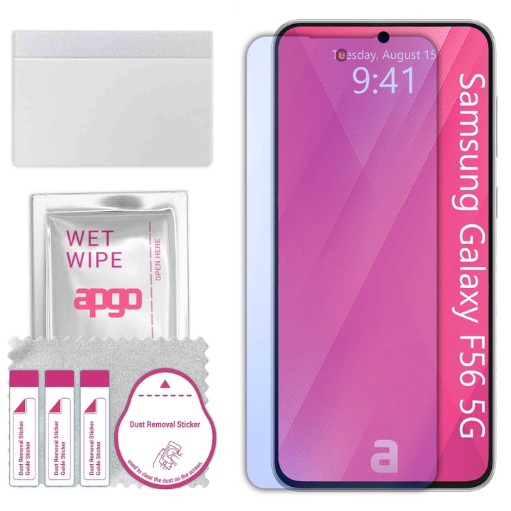 Apgo защитно стъкло за Samsung Galaxy F56 5G - хибридно стъкло, протектор за екран, гланцово, професионално гъвкаво хибридно стъкло, 9H, пълно лепило