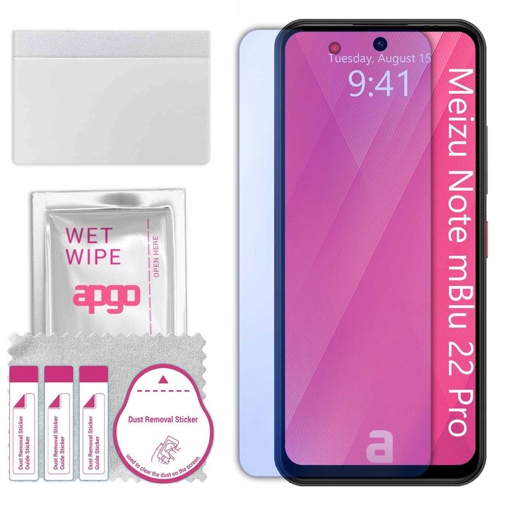 apgo защитно стъкло за Meizu Note mBlu 22 Pro - хибридно стъкло, протектор за екран, гланцово, професионално гъвкаво хибридно стъкло, 9H, пълно лепене