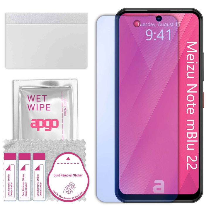 apgo защитно стъкло за Meizu Note mBlu 22 – хибридно стъкло, протектор за екран, гланцово, професионално гъвкаво хибридно стъкло, 9H, пълно лепене