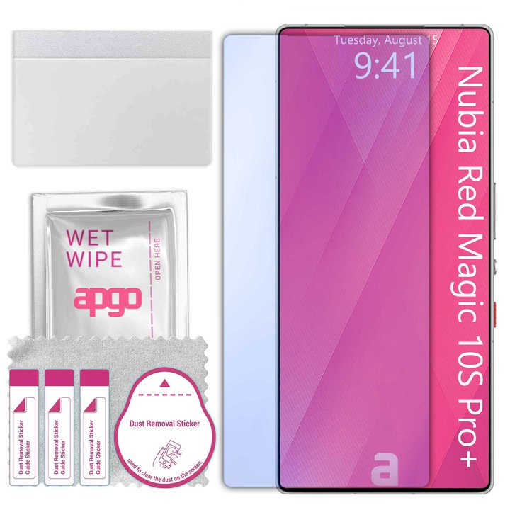 Sticla de protectie apgo pentru Nubia Red Magic 10S Pro+Plus – sticla hibrida, securizata pentru display, lucioasa, pro flexible Hybrid Glass, 9H, full glue