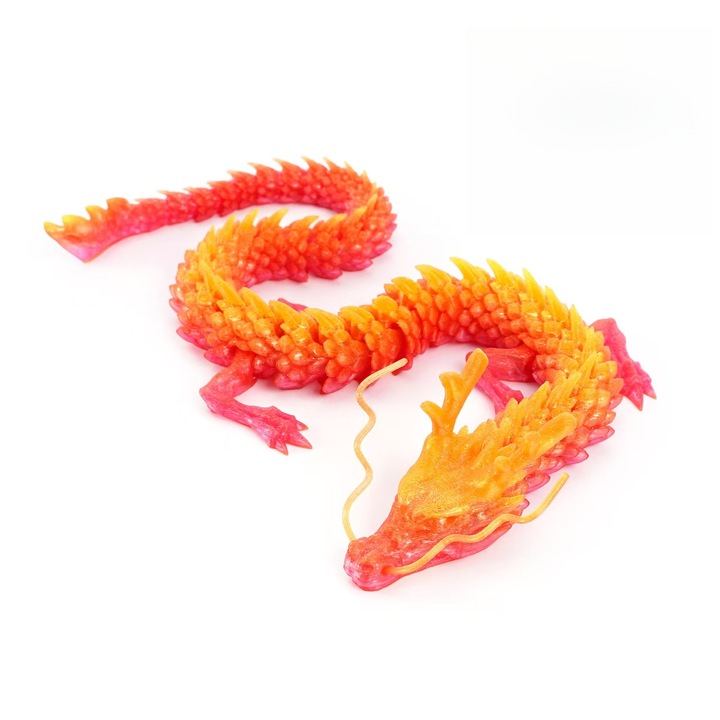 3D фигурка на дракон, пластмаса, 30 см, червено, многоцветно