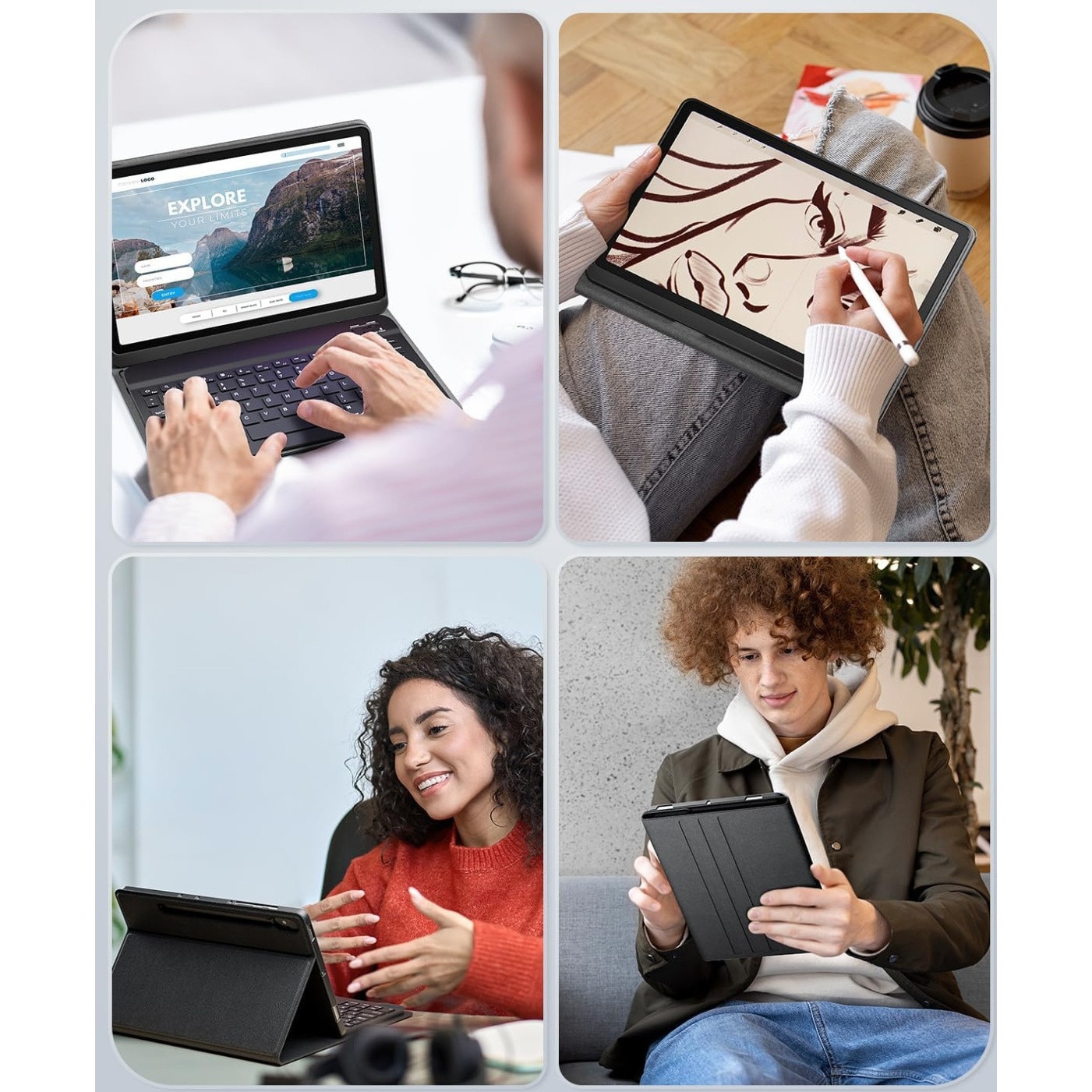 Husa cu Tastatura Bluetooth pentru Lenovo IdeaTab Pro 12.7" – Atasament Magnetic, Layout cu Caractere Poloneze, Acces Complet la Porturi, Functie Asistenta, Autonomie 60h, Incarcare 2-3h