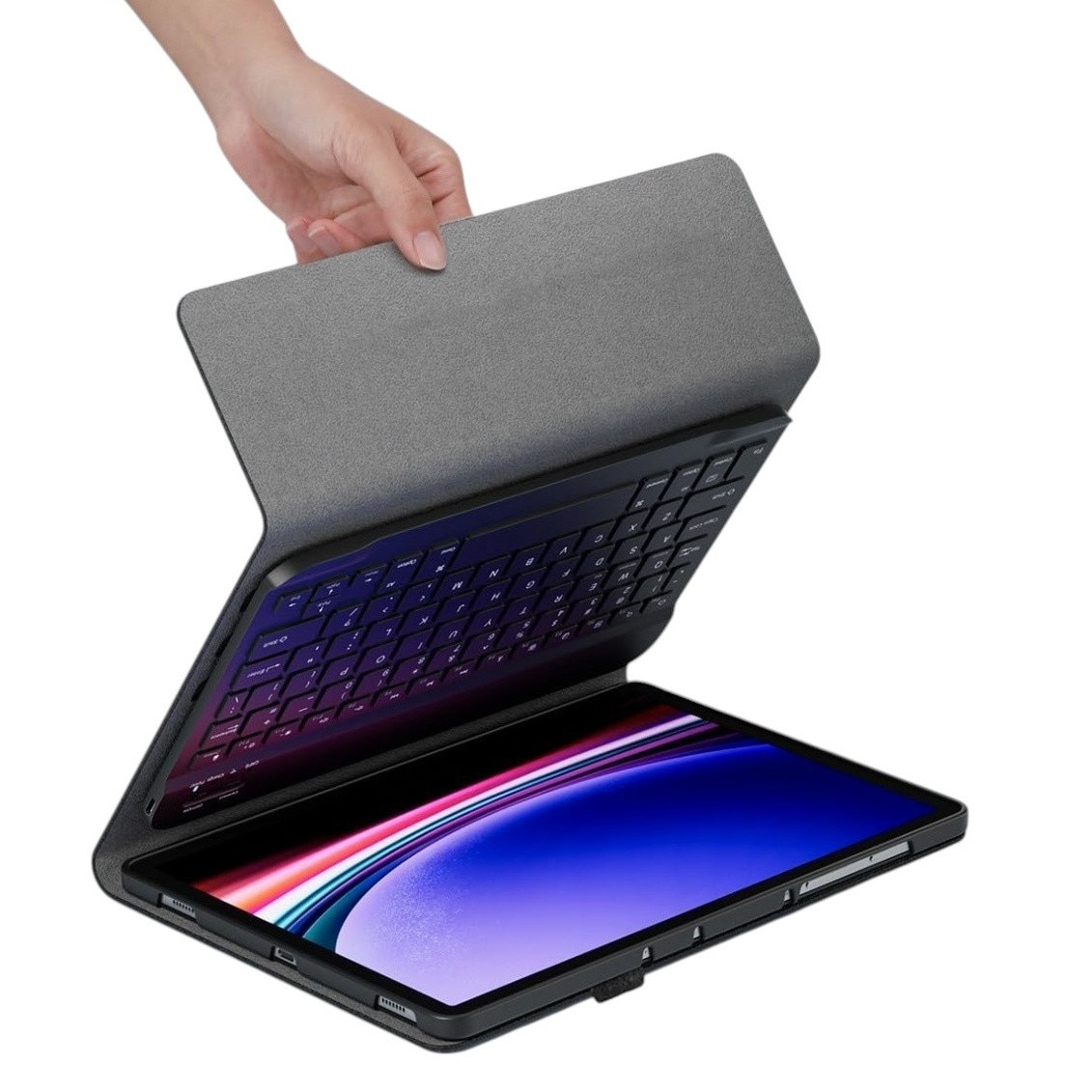 Husa cu Tastatura Bluetooth pentru Lenovo IdeaTab Pro 12.7" – Atasament Magnetic, Layout cu Caractere Poloneze, Acces Complet la Porturi, Functie Asistenta, Autonomie 60h, Incarcare 2-3h