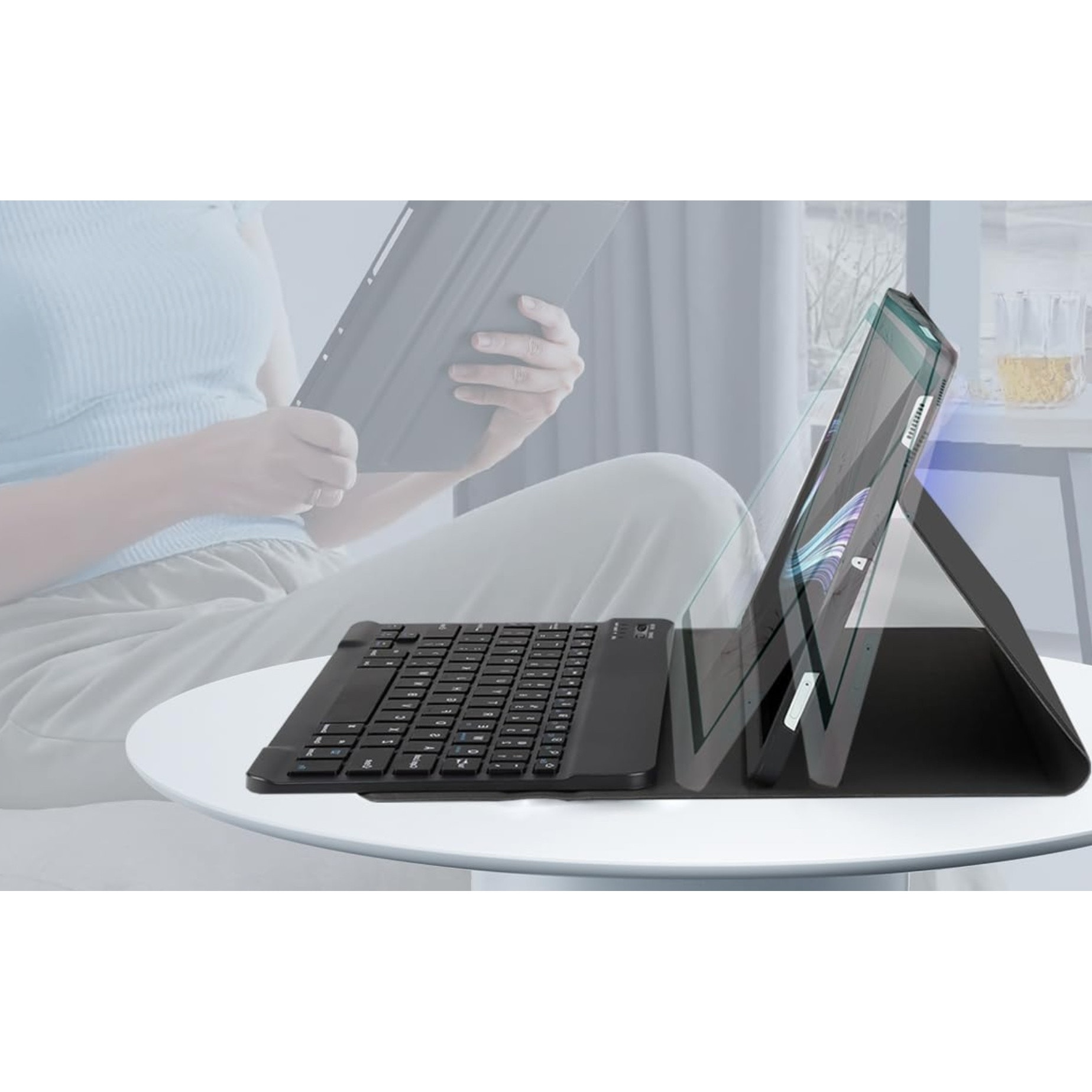 Husa cu Tastatura Bluetooth pentru Lenovo IdeaTab Pro 12.7" – Atasament Magnetic, Layout cu Caractere Poloneze, Acces Complet la Porturi, Functie Asistenta, Autonomie 60h, Incarcare 2-3h