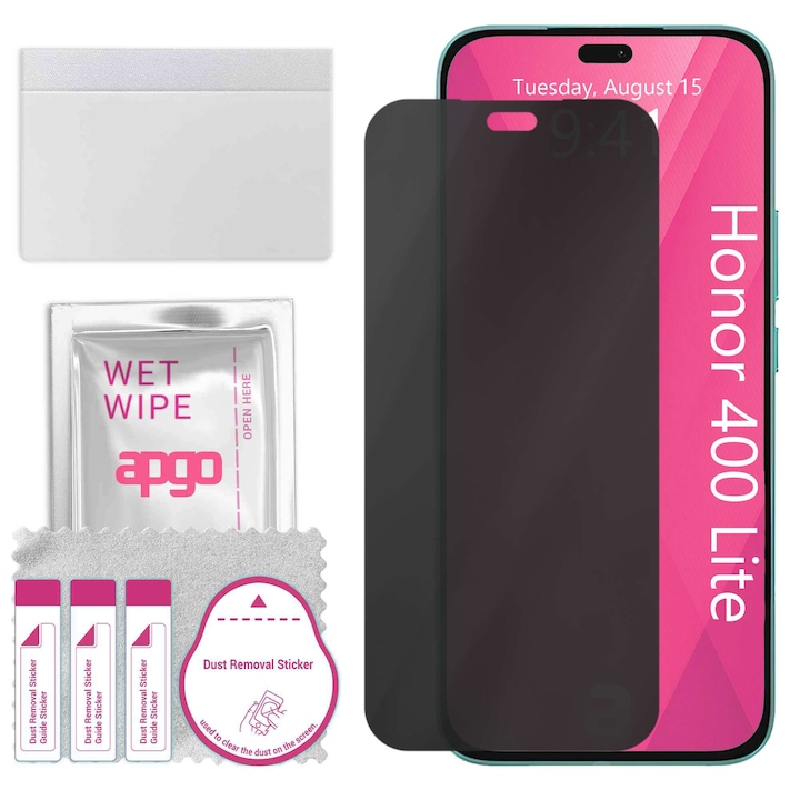 Sticla de protectie PRIVACY apgo pentru Honor 400 Lite – sticla hibrid, full glue, flexible glass