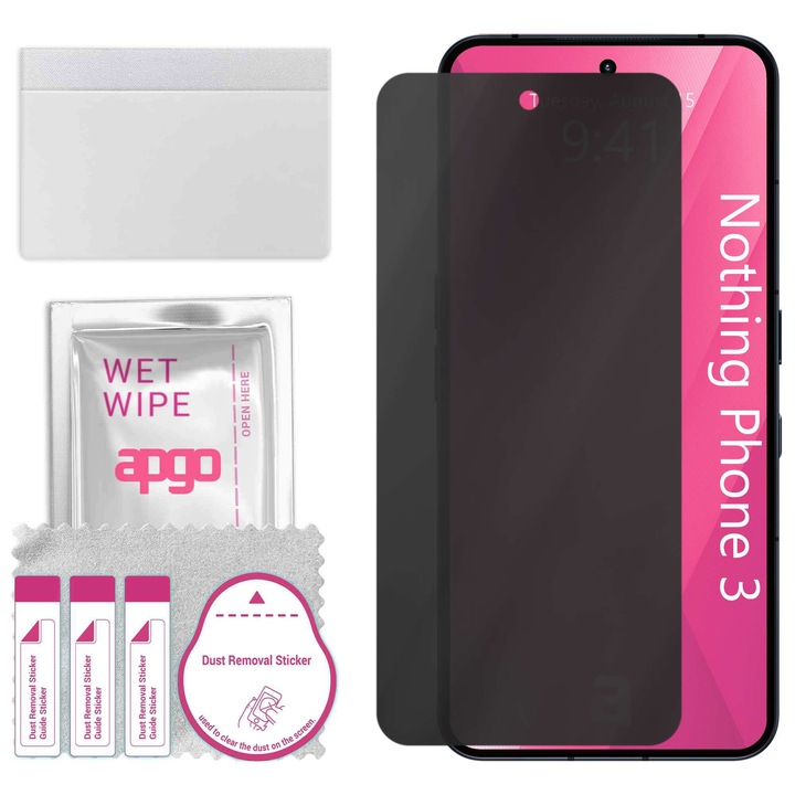 Sticla de protectie PRIVACY apgo pentru Nothing Phone 3 – sticla hibrid, full glue, flexible glass
