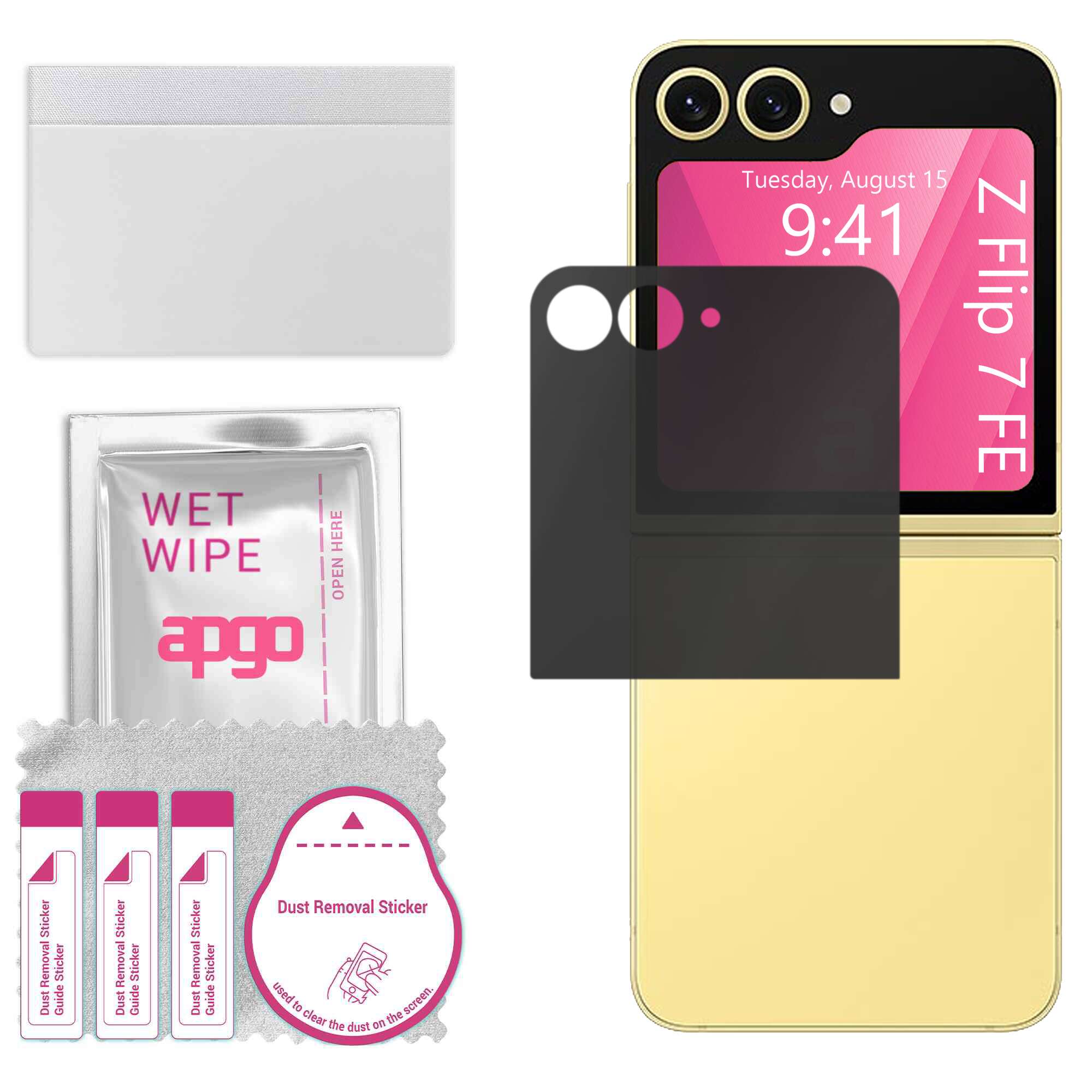 Folie de protectie PRIVACY apgo pentru Samsung Galaxy Z Flip 7 FE – efect anti-spionaj, hidrogel, full glue, 5D, mat, ultra-subtire