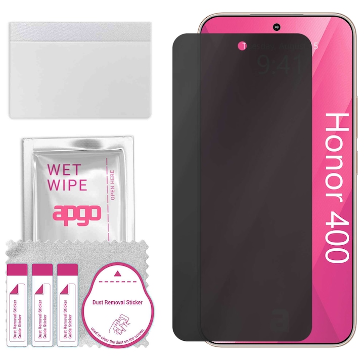 Folie de protectie PRIVACY apgo pentru Honor 400 – efect anti-spionaj, hidrogel, full glue, 5D, mat, ultra-subtire