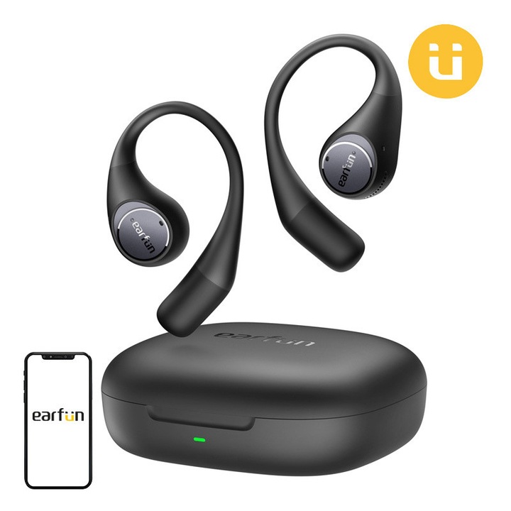 Casti bluetooth TWS E6s, Bluetooth 5.0, Afisaj LED, Mic, Black
