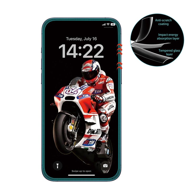 Folie telefon 3D Anank protecție sticlă securizată neagră pentru iPhone 17 Pro Max