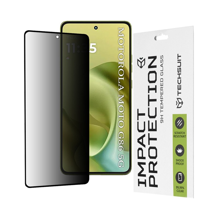 Folie pentru Motorola Moto G86, 111D Privacy Full Glue, R47, Sticla securizata, Black