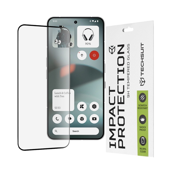 Протектор за екран Techsuit за Nothing Phone (3), закалено стъкло, пълно лепило, 111D, черен