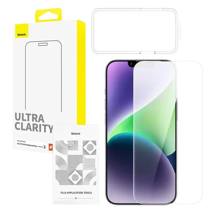 Baseus Diamond Series HD edzett üveg iPhone 13 Pro Max/14 Plus készülékhez, átlátszó, ultra-vékony, ütésálló