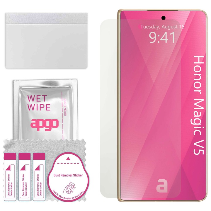 Folie de protectie MAT MATTE apgo pentru Honor Magic V5 – autoadeziva, afisare completa, hidrogel, anti-zgarieturi, full glue, 5D