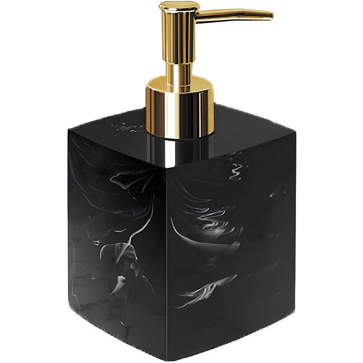 Folyékony szappan adagoló, márványhatású, fekete-arany, 400 ml