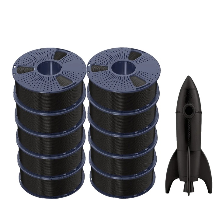 Filament PLA+, viteza mare de imprimare, negru, 1.75mm, 1kg