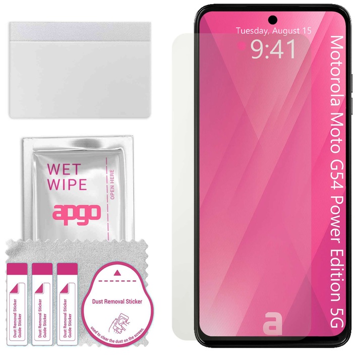 Folie de protectie MAT MATTE apgo pentru Motorola Moto G54 Power Edition 5G – autoadeziva, afisare completa, hidrogel, anti-zgarieturi, full glue, 5D