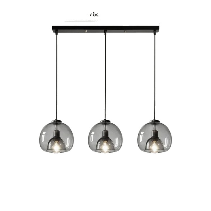 Модерна полилей, 3 лампи, опушен, 90-260V, 10-15кв.м