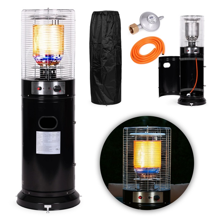 Incalzitor pe gaz 11 kW, MultiGarden, cu protectie din sticla, mobil, cu husa, pentru terasa si gradina