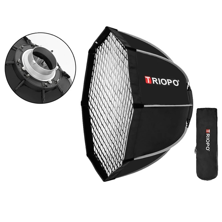 Softbox octogonal, K2 90 cu Gird, difuzie usoara, design portabil, dimensiune 90cm