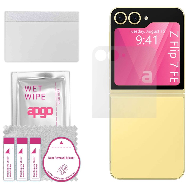 apgo védőfólia Samsung Galaxy Z Flip 7 FE készülékhez – teljes kijelzős, fényes, hidrogel, teljes ragasztóval, 5D