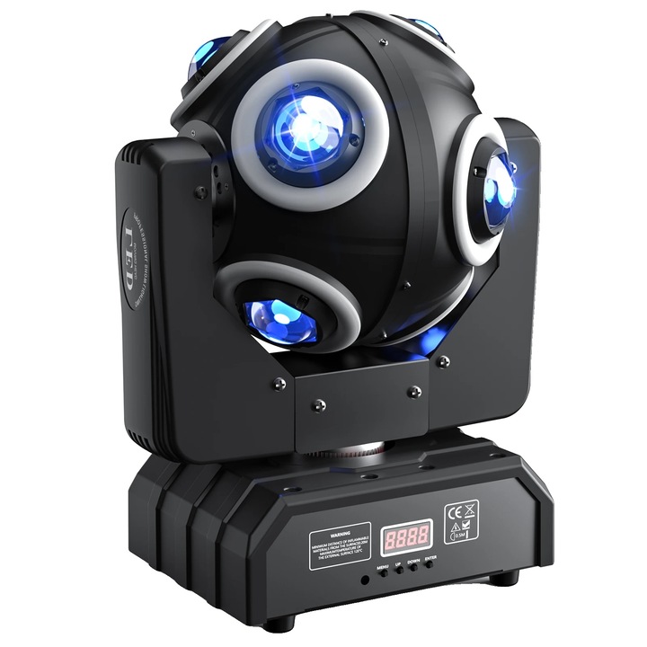 Lumina mobila, ZQ02340, efecte de iluminare variate, control vocal, 8 LED-uri RGBW, 32 LED-uri aurii, 110-220V