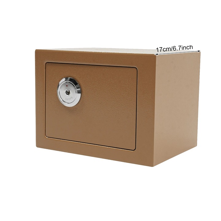 Seif, design compact, securitate imbunatatita, auriu, 23x17x17cm